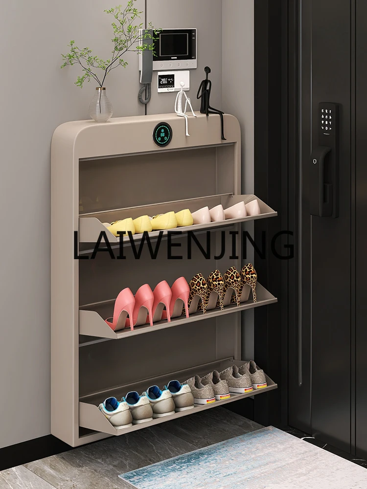 Ultra-Thin Shoe Cabinet Steel Home Doorway Beauty Salon Deodorant Sterilization Home Wall Entrance Cabinet