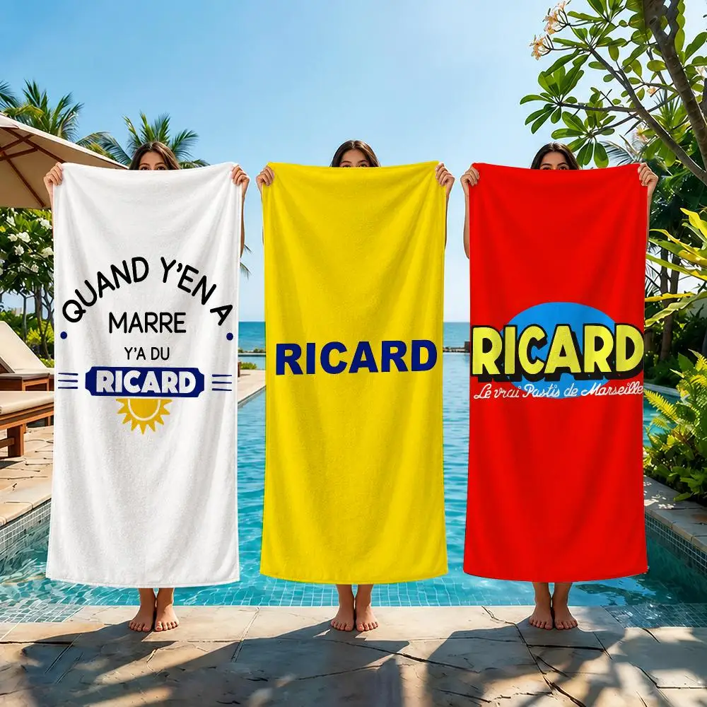Luxury R-ricard-D LOGO Towel Beach Towel Quick Dry Absorbent Bath Towel For Swimming Gym Camping Outdoor Sunbathing