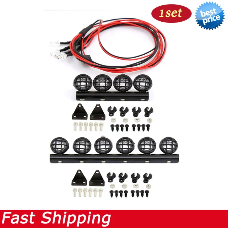 RC LED Roof Light Bar Headlight Spotlights Luggage Rack Light for 1/18 1/24 WPL SCX24 RC Crawler Car Upgrade Parts