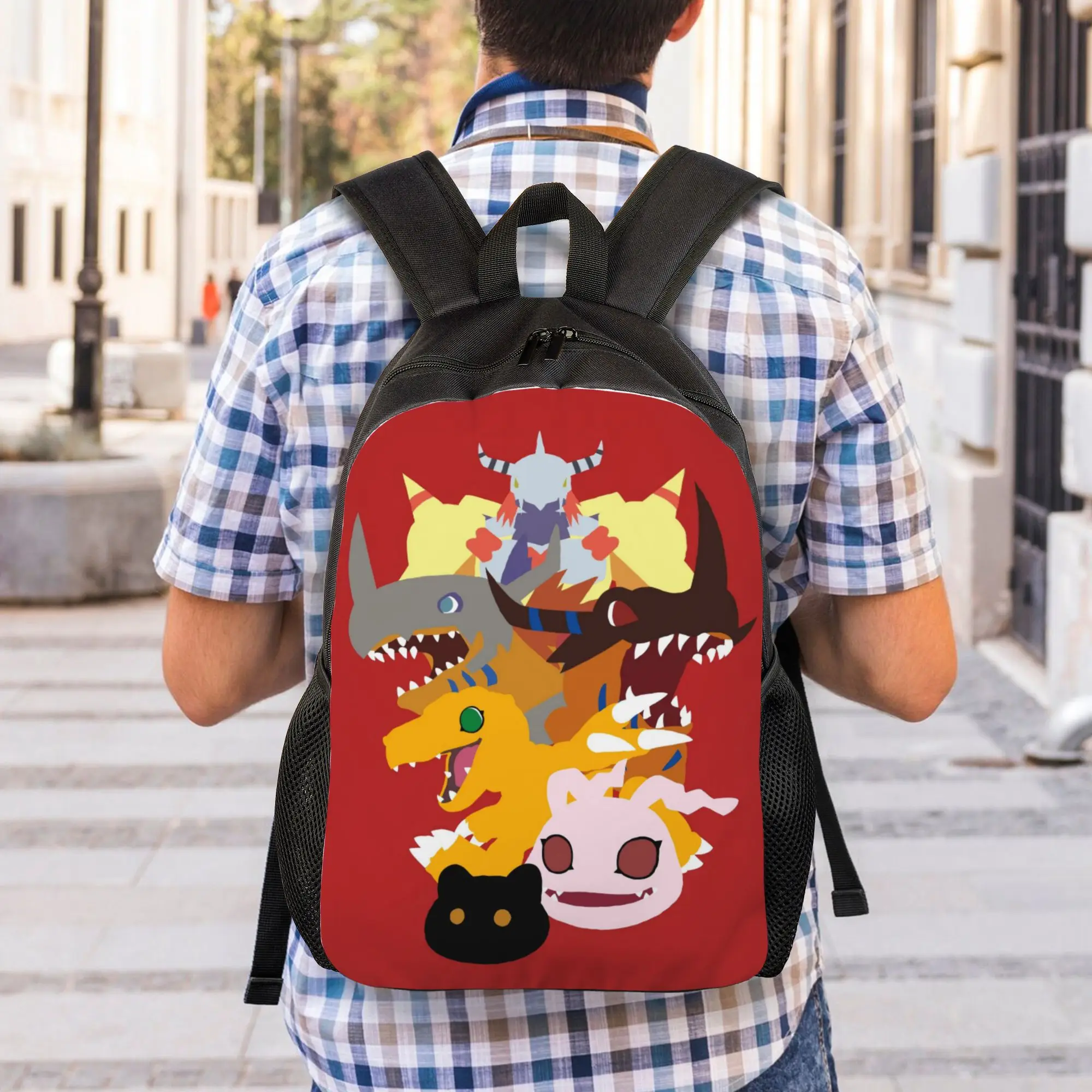 Mochila Escolar BANDAI Digimon para el Regreso a Clases, Agumon Evolution 2, con Cierre de Cremallera