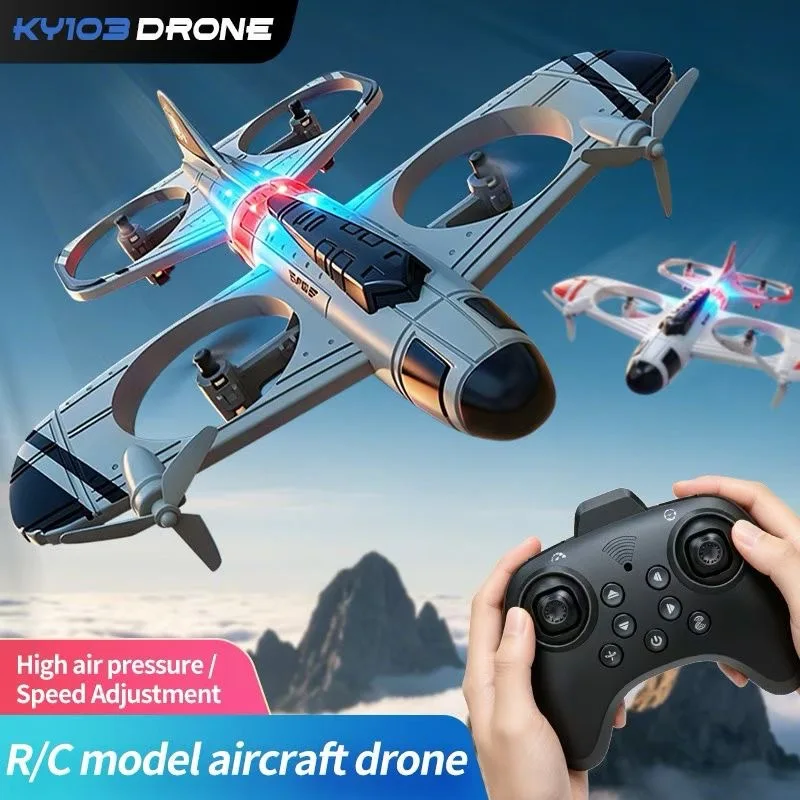 

KY103 Remote Control Drone Quadcopter Vintage Fighter Airplane Crash Resistant Altitude Hold Fixed Wing Outdoor Flight Hobby Toy