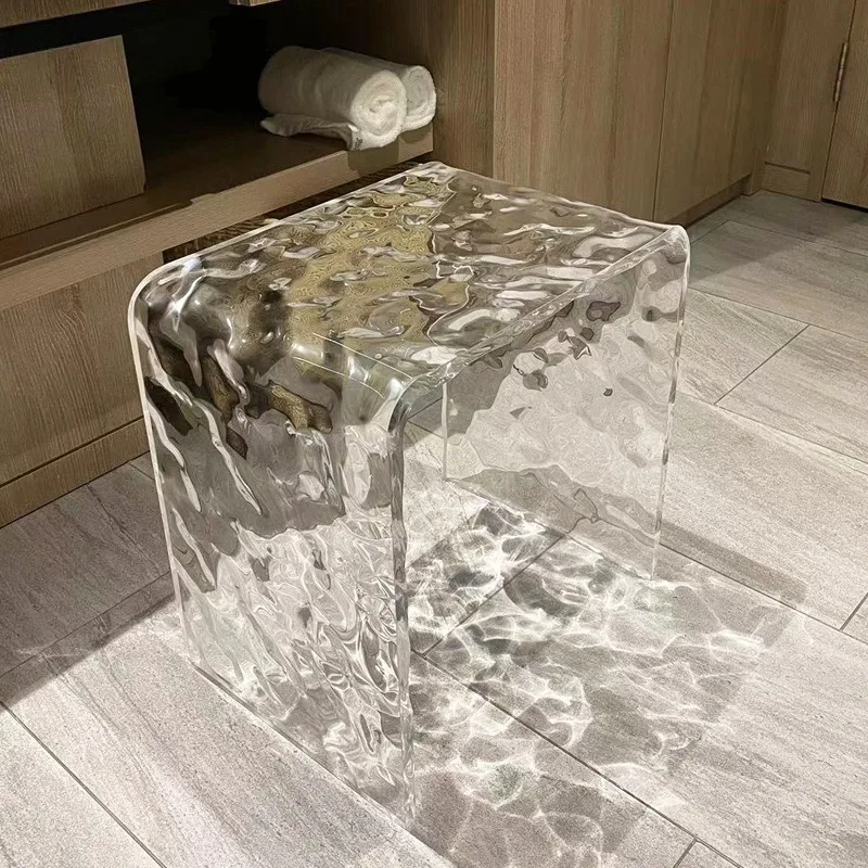 Water ripple acrylic short household bath waterproof shoe change small bench