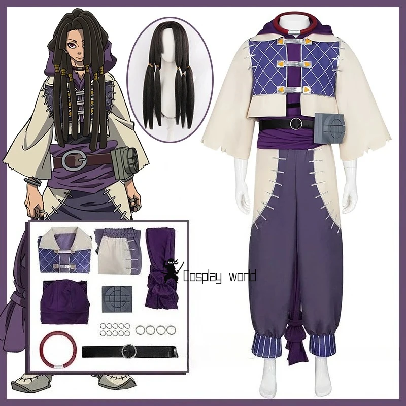 

Anime Gachiakuta Jabber Wonger Cosplay Costume Wig Coat Vest Collar Belt Rings Bracelet Accessories Props Outfit Halloween Party