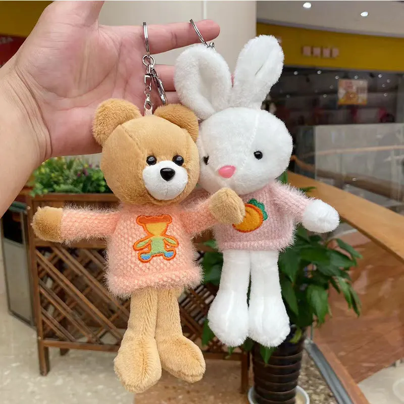 

Stylish Plush New cute Animal partners lifelike keychain funny soft pendant fashione soft couple birthday christmase gift