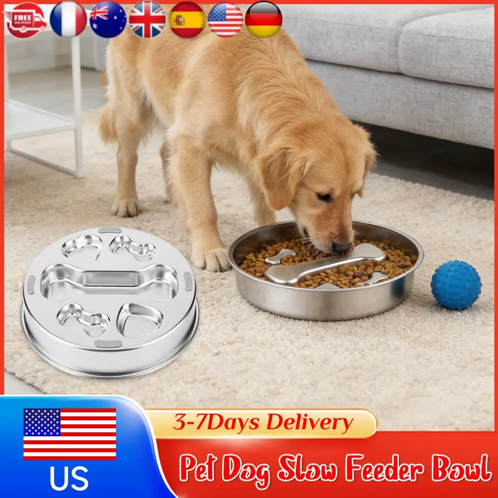 

Миска-непроглотайка для собак с нескользящим ковриком, прочная миска для еды и воды из нержавеющей стали 304 для маленьких и средних собак