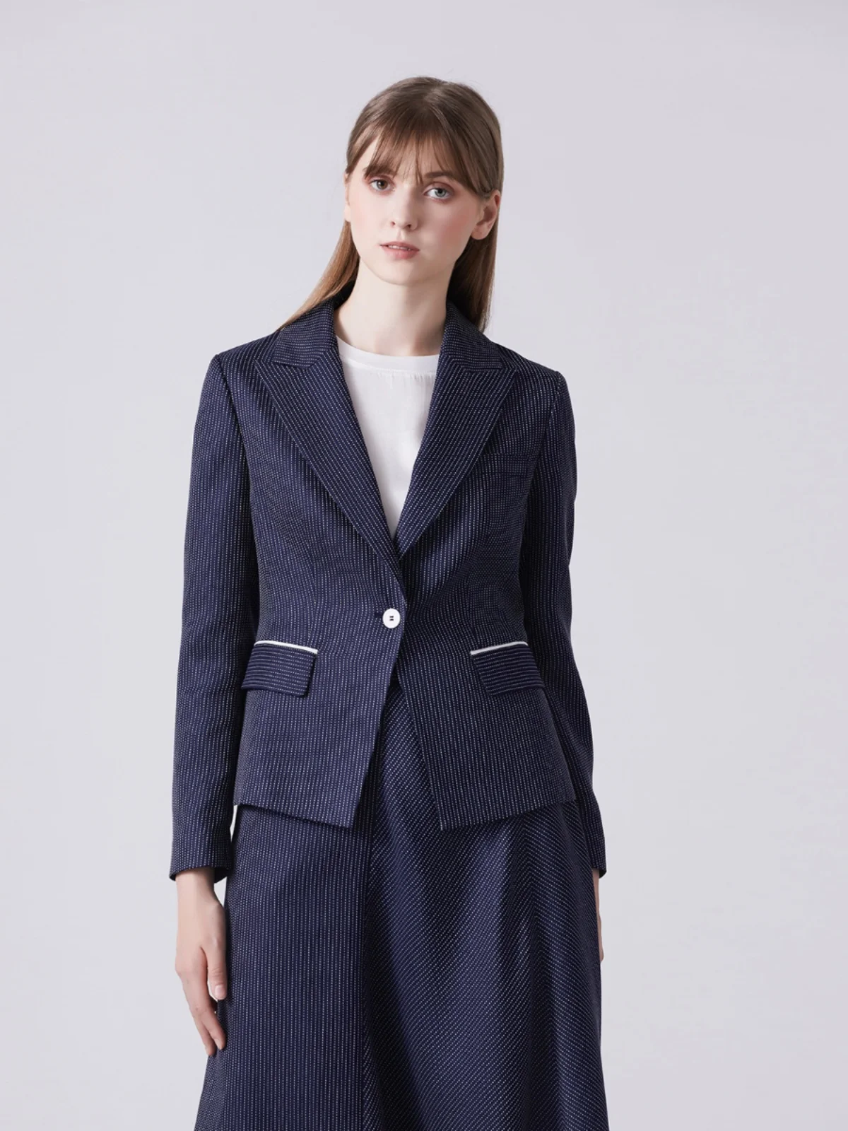 

Женский деловой костюм Starry River с одной пуговицей, в полоску, удлиненный, для весенней моды