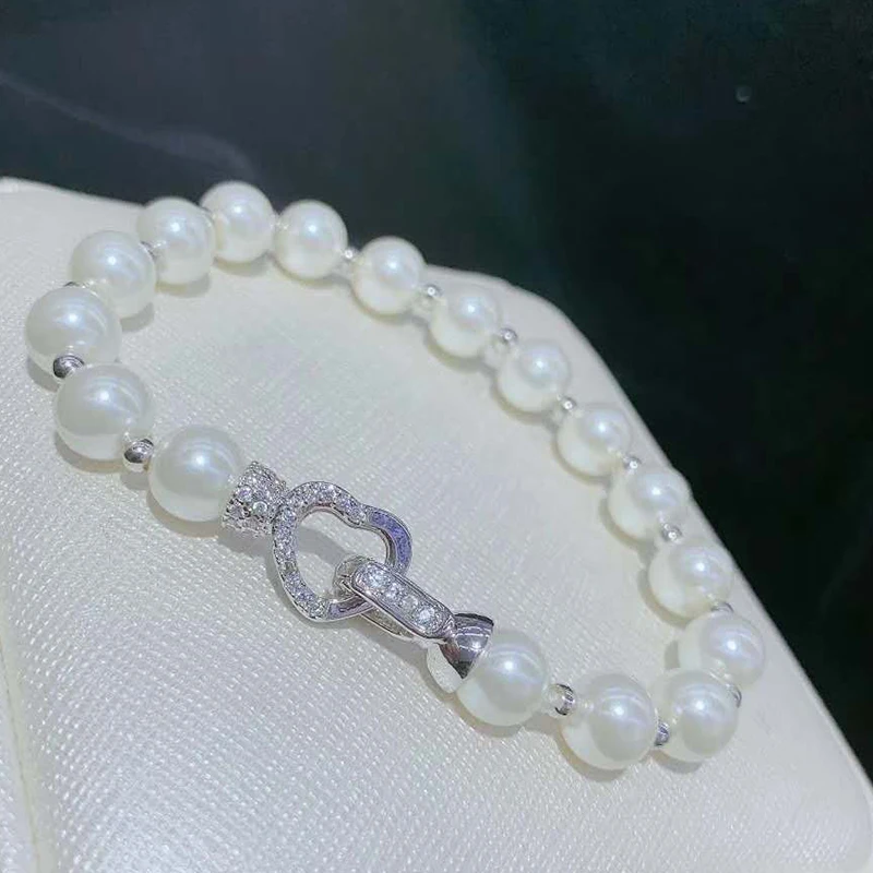 Huge 10-11mm South Sea Round White Pearl Bracelet 7.5-8 '' 925s  jewelry  bangles  silver bracelet  bracelet for women