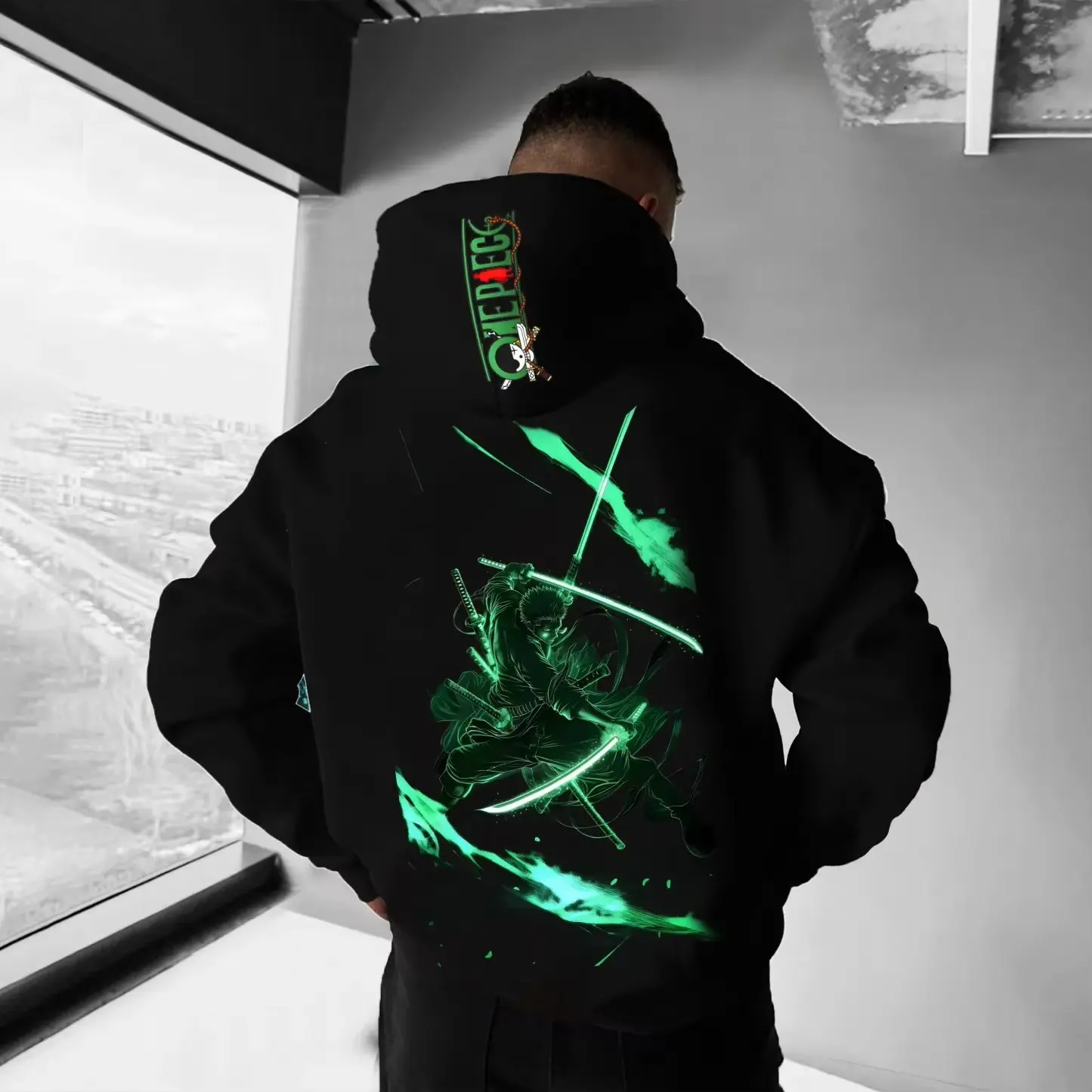 قطعة واحدة الرجال هوديي سترة رورونوا زورو انمي ياباني الصيف الخريف طويلة الأكمام البلوز موضة Y2k الملابس ملابس الشارع الشهير #3