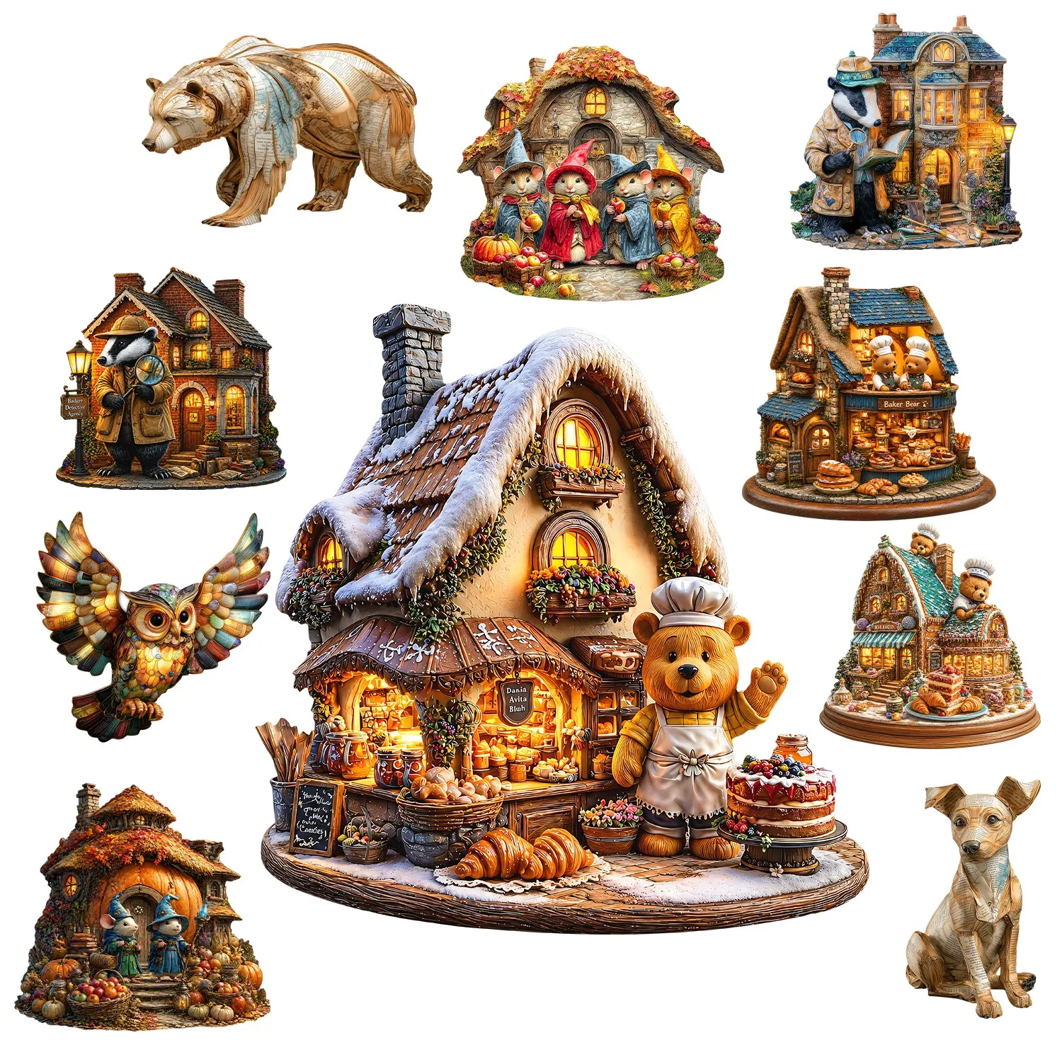 Forest Cottage Theme Flat Wooden Puzzle Gift For Teen Kid Gift For Teen Kid Special Occasion Collectible Gift
