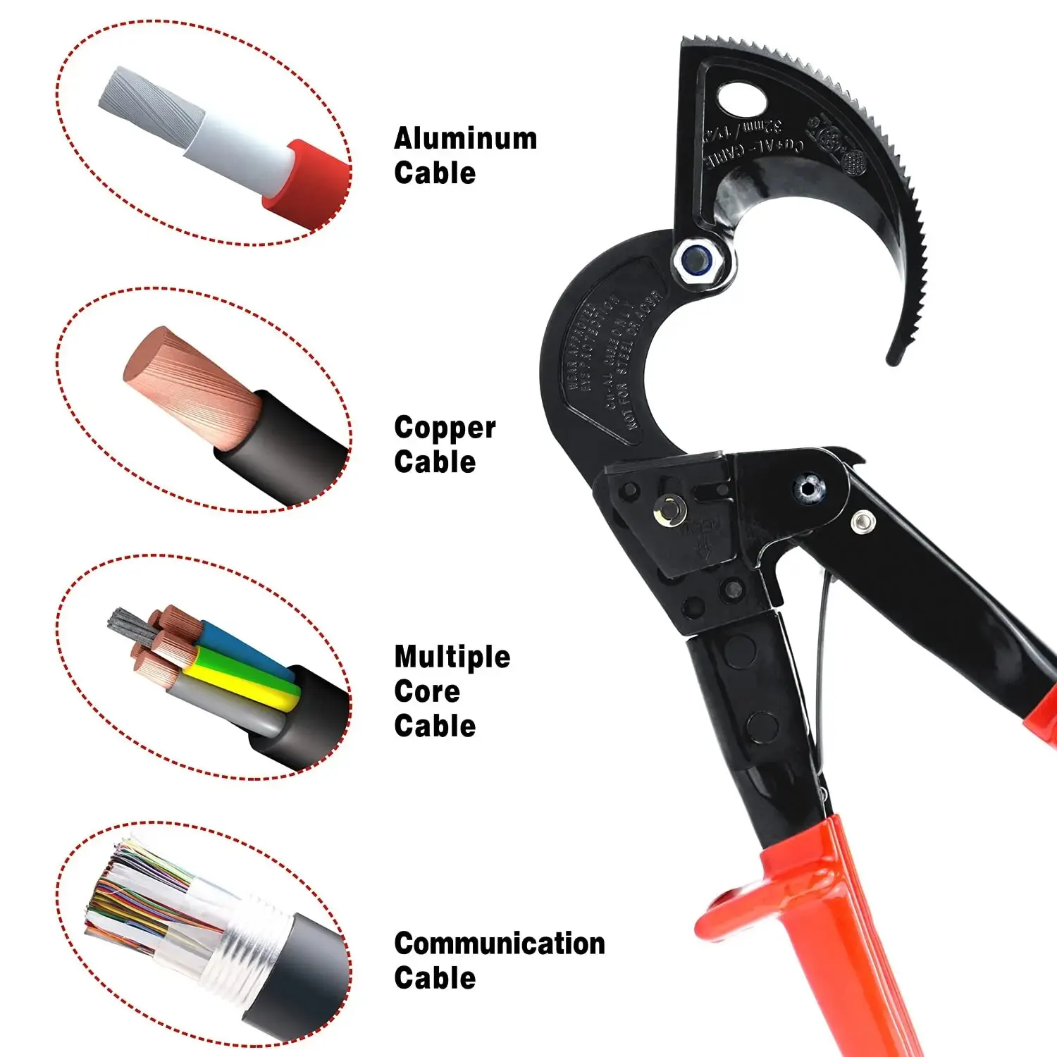 U50   1pc Cable Cutters -Ratcheting Cable Cutters Heavy Duty for Electricians-Cutting Aluminum Copper Soft Wire