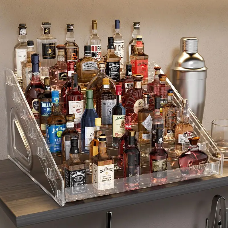 Multi-layer Acrylic Wine Sample Display Imported Wine and Liquors Small Wine Display Rum Bottle Storage