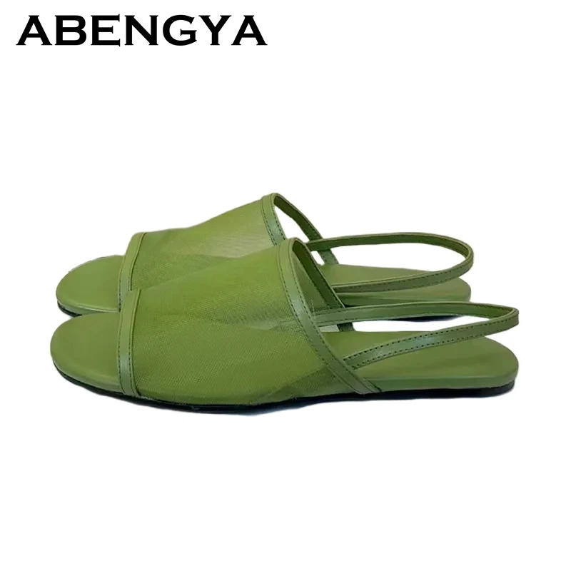 

Лето 2022, разноцветные сандалии на плоской подошве с дышащей сеткой, женские сандалии с открытым носком на пятке, женские повседневные пляжные римские сандалии Mujer