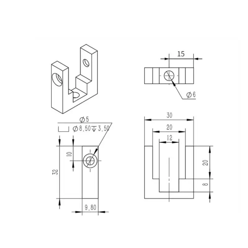 1 Set/2 Set 2020 2040 Profilo in lega di alluminio Ender3 Parti della stampante 3D per MGN12 Binario di guida lineare Blocco fisso