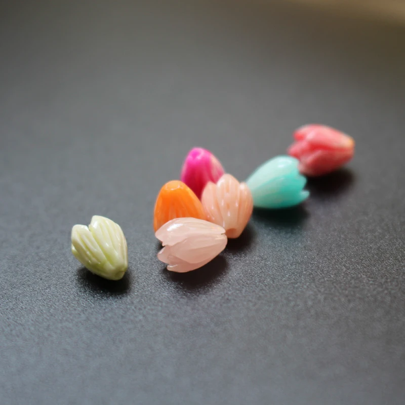 20Pcs 7mm 8mm 10mm Double Colored Carved Jasmine Flower Artificial coral beads Multi-color for Jewelry making DIY Accessories