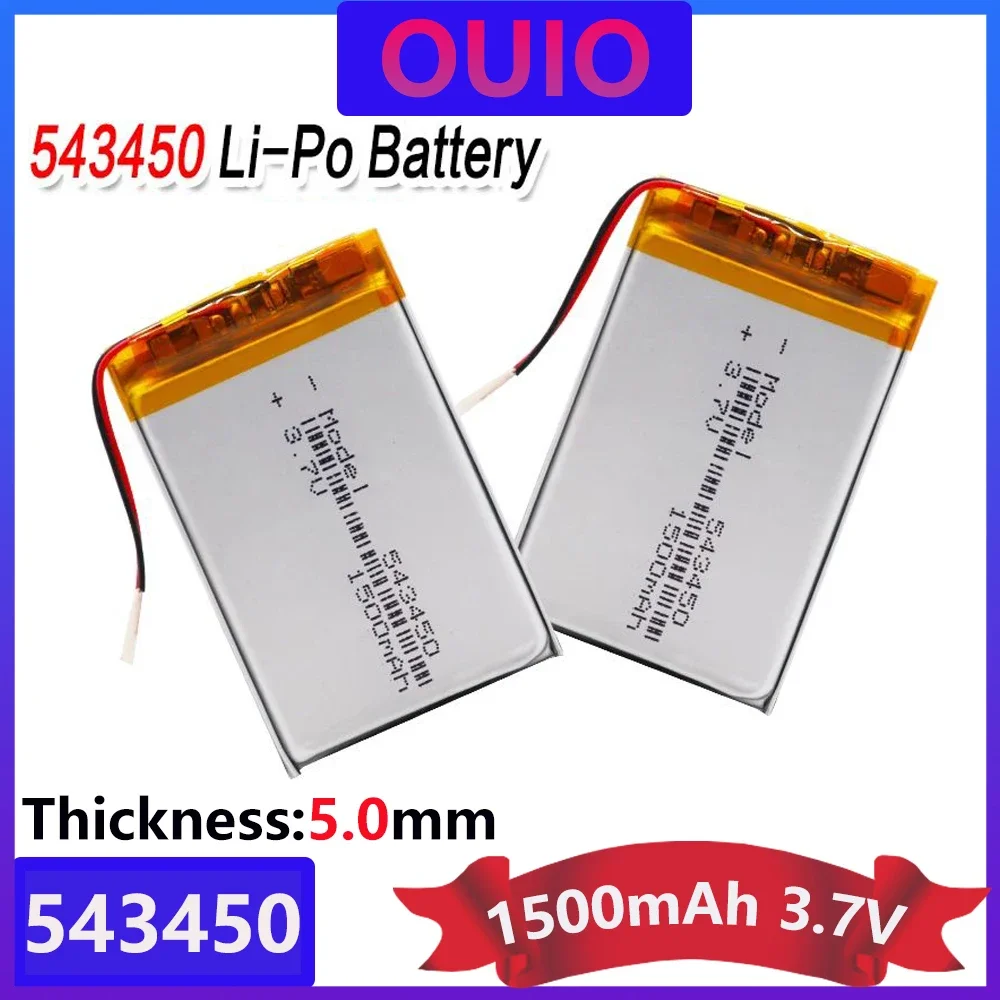 1500mAh 543450 3.7V Polymer Lithium Rechargeable Battery Li-ion Battery 503450 523450 For Smart Phone DVD MP3 MP4 Led Lamp