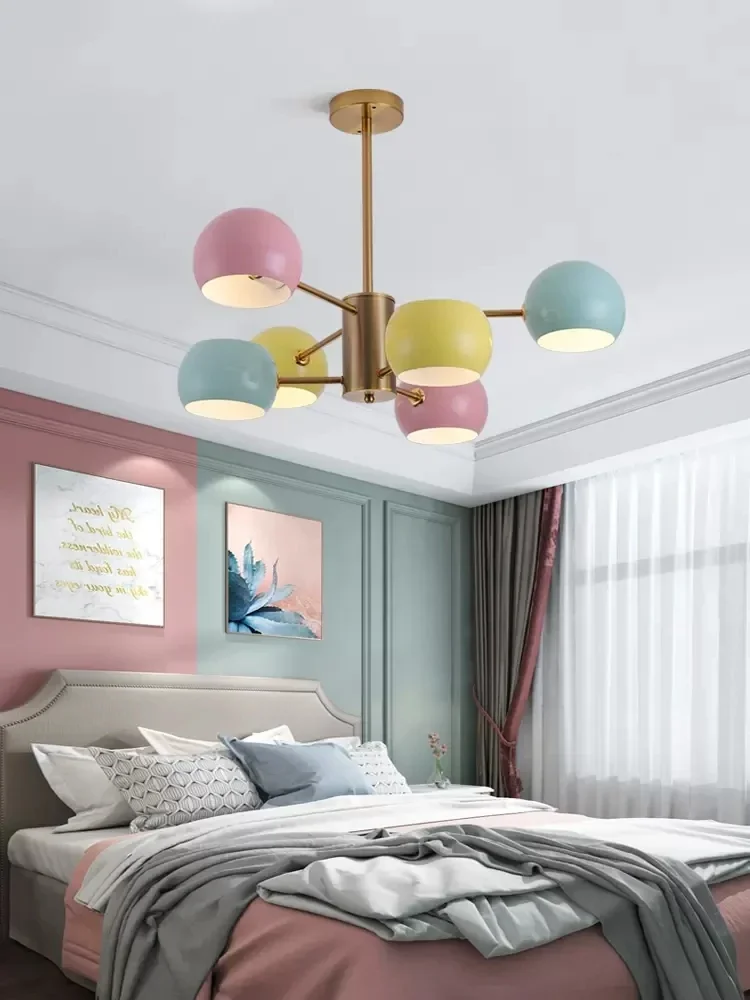 Children's room lamp Boys' and girls' bedroom pendant lamp Nordic princess lamp Colorful magic bean pendant lamp