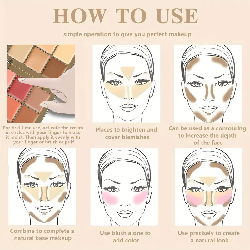 لوحة مكياج كونسيلر أحمر الخدود متعددة الوظائف مكونة من 12 لونًا، لوحة مكياج مغذية وطويلة الأمد #5