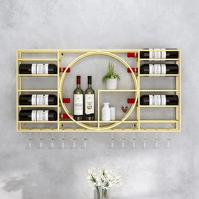 Bar wine rack simple red wine cabinet wall hanging wrought iron creative storage display rack