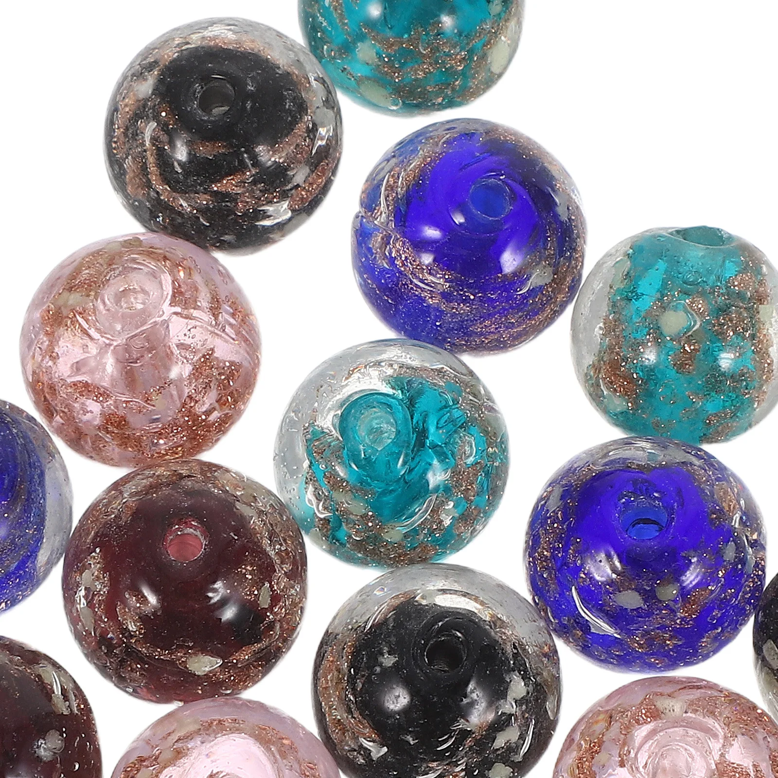 20Pcs Glow in Beads Round Mixed Colors Bright Smooth Surface Fluorescent Loose Beads DIY Jewelry Necklace Bracelet