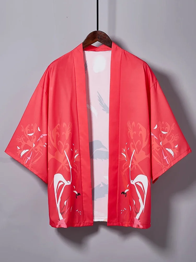 Japanese Kimono Yukata Samurai Kimono Red Harajuku Cardigan Man Streetwear Summer Beach Shirt Woman Outwear Cosplay Clothing