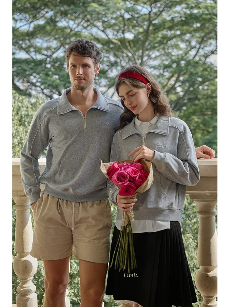 

SimpleRetro Valentine's Day Capsule Collection Loose Fit Overhead Couple's Sweatshirt Women's Spring New Style Embroidered