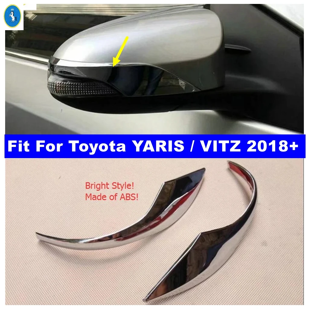 

ABS Auto Exterior Accessories Outside Door Rearview Mirror Stripes Cover Trim Fit For Toyota YARIS / VITZ 2018 2019 Bright Style