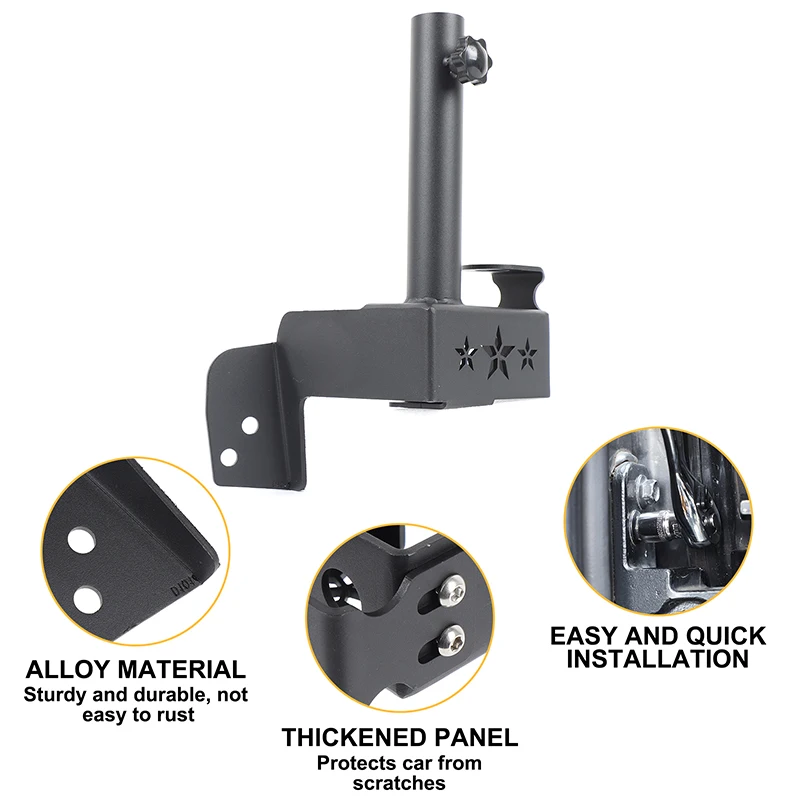 

For Tank 400 Hi4-T 2023-2025 Tailgate Hinge Flagpole Holder 2-in-1 Antenna Base Flagpole light Bracket Carbon steel