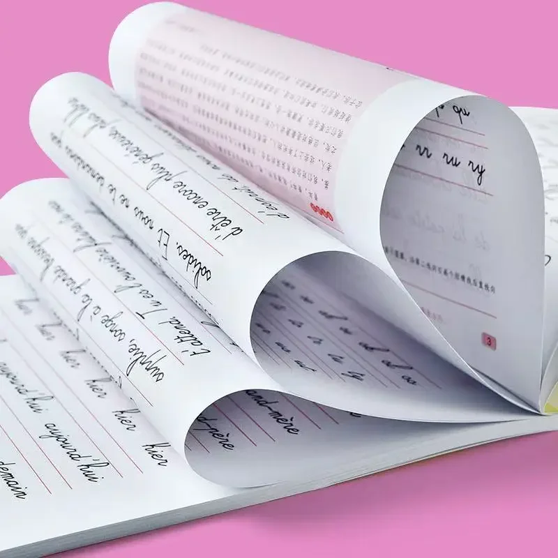 Learning  French /Chinese Books Calligraphy Copybook Standard French Handwriting Copybook Practice Writing Art Libros