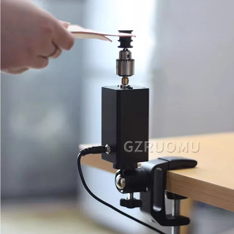 

Portable Mini Electric Leather Edge Sanding Burnishing Machine Handmade DIY Vegetable Tanned Ebony Polishing Stick Trimming Head