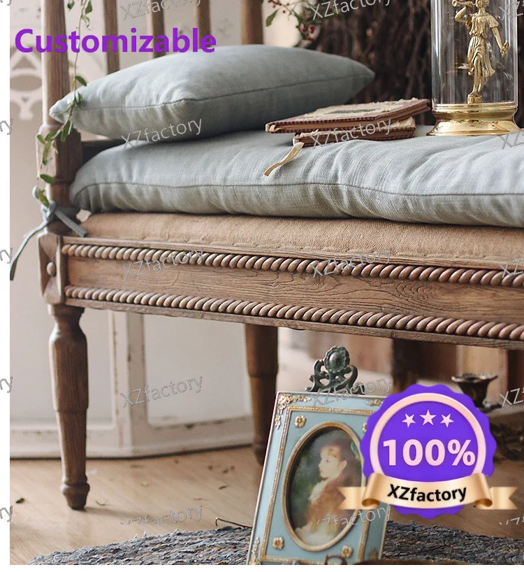 Factory Direct 2026 Top RatedSolid wood sofa changing stool bedside stool furniture oak fabric engraving studio