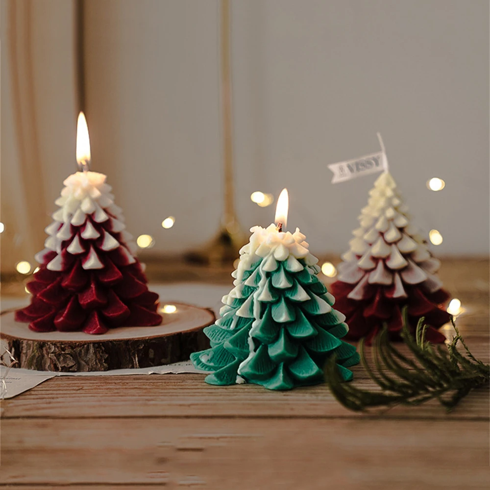 New Christmas Tree Candle Mold DIY Xmas Decoration Handmade Epoxy Resin Silicone Candle Mould Aromatherapy Soap Candle Wax Molds