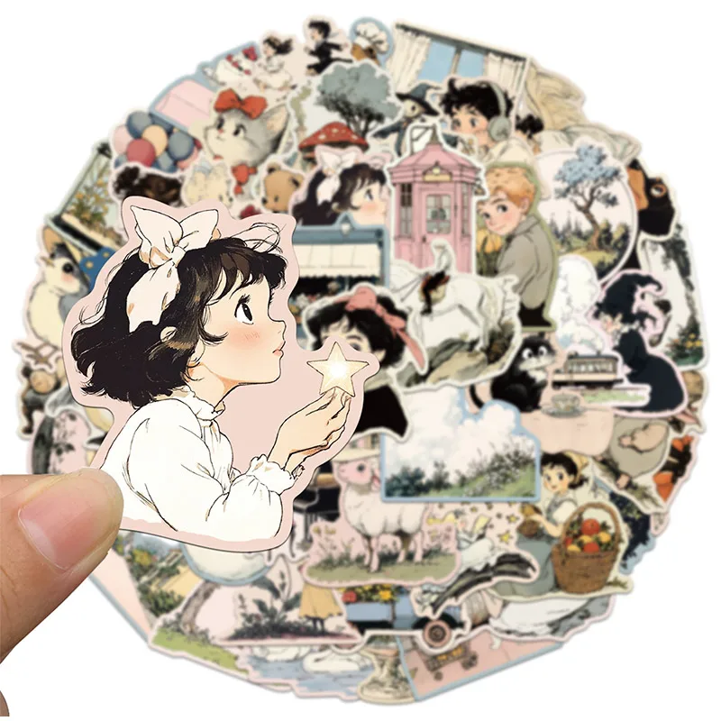 50pcs Comic World Sticker Graffiti Aesthetic Reading Laptop Luggage Scrapbooking Decals Waterproof Luggage Phone Decals