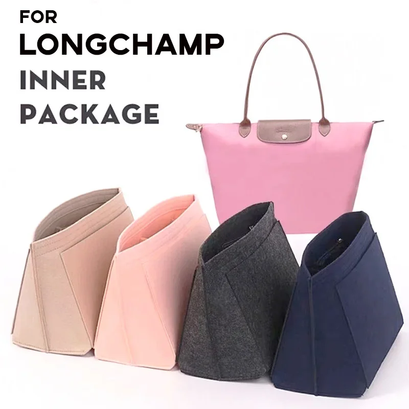 Felt Insert Bag Fits For Longchamp Handbag Liner Bag Felt Cloth Makeup Bag Support Travel Portable Insert Purse Organizer