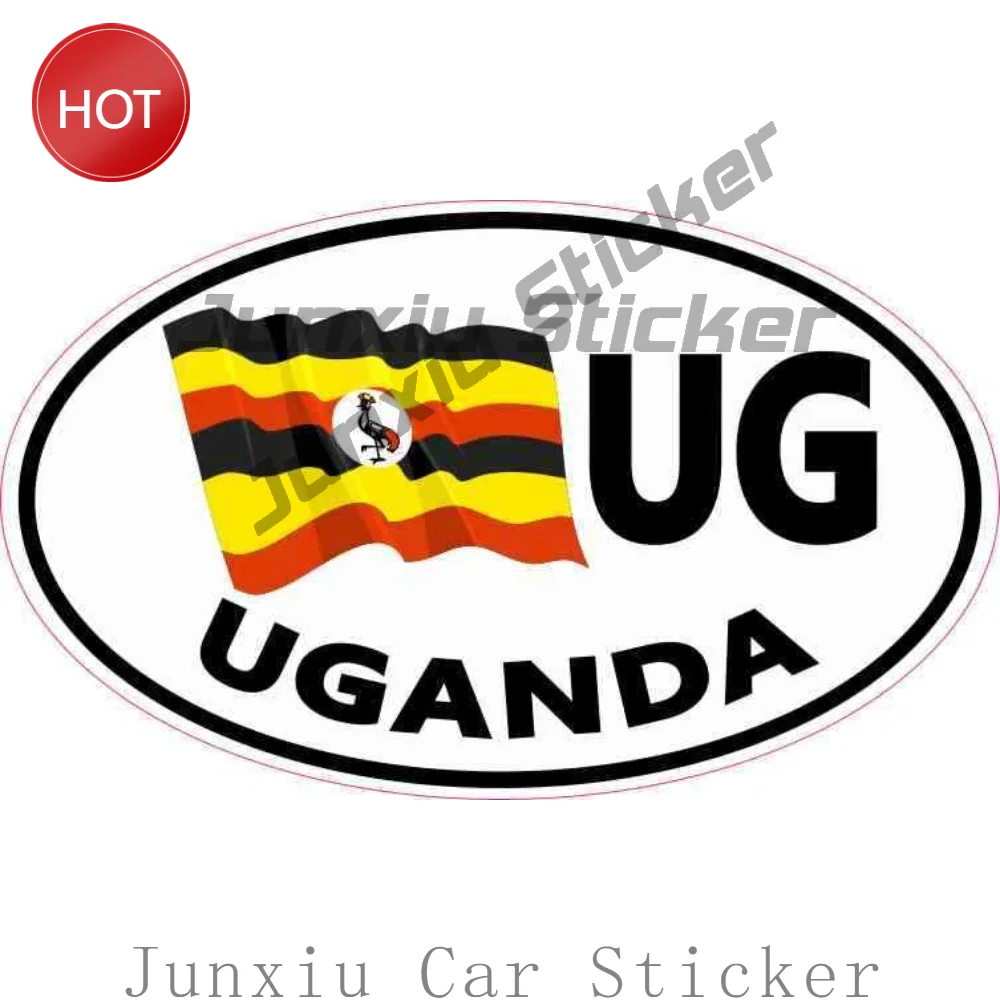Oval UG Uganda Flag Vinyl Car Sticker Eye Catching Decal For Rear Window Travel Souvenir Decoration Automotive Accessories