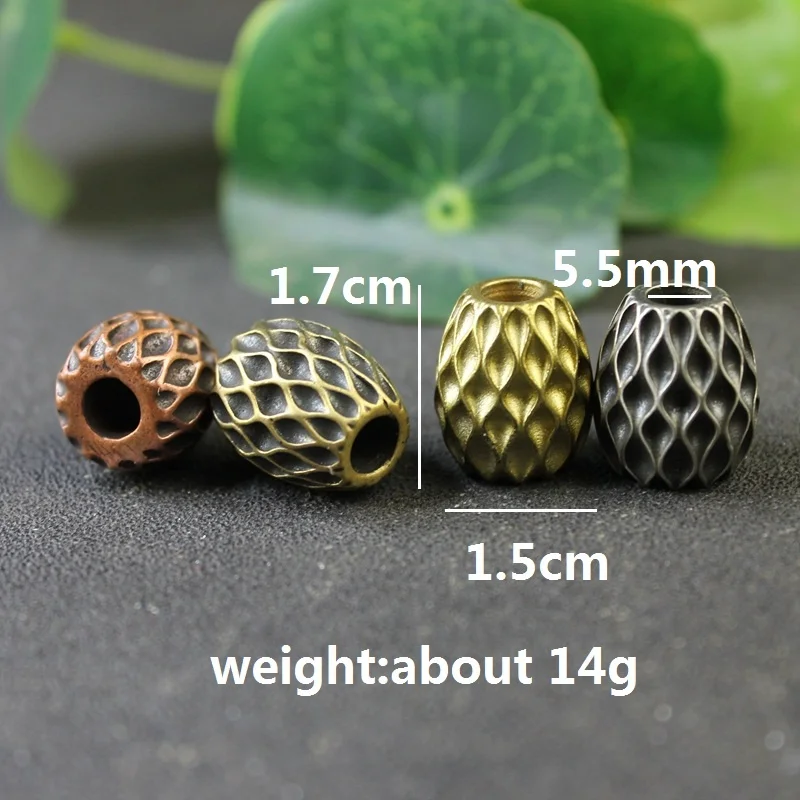 Geometric Pattern Barrel Shape Knife Bead Modern Simple Brass DIY EDC Outdoor Paracord Woven Lanyard Pendant Jewelry Accessories