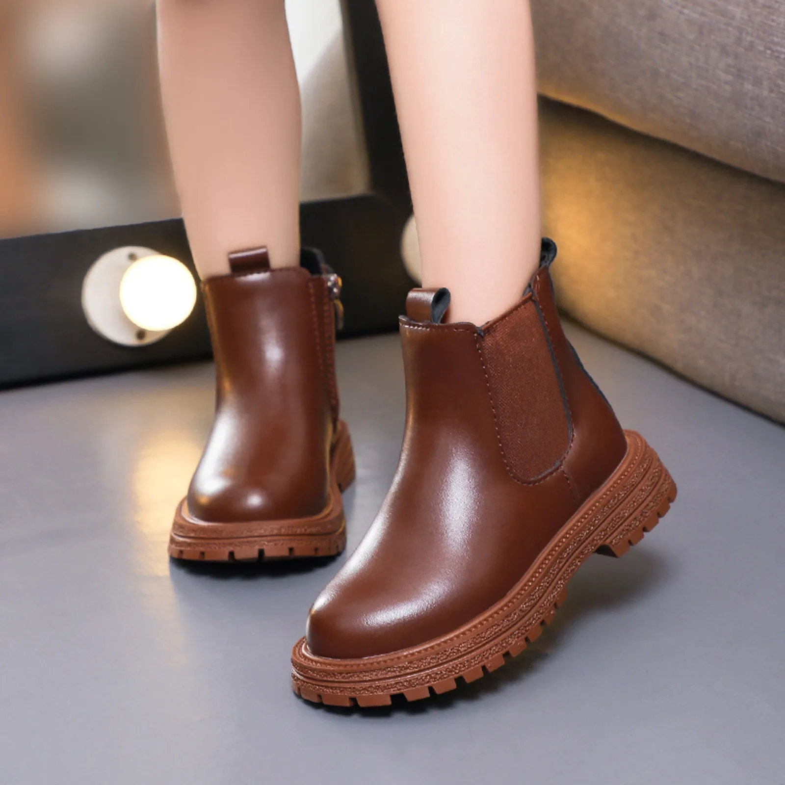 Baby Girl Boots Girls Leather Snow Boots Young Women Chelsea Short Boots Chilren Leather Shoes Kid Shoe for Girl