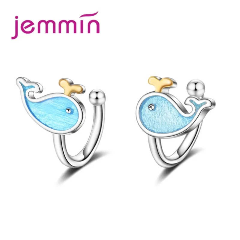 Cute Symbol Whale Shape Ear clip For Girl Ladies Earrings Jewelry 925 Sterling Silver High Quality Popular Gift Hot Sale