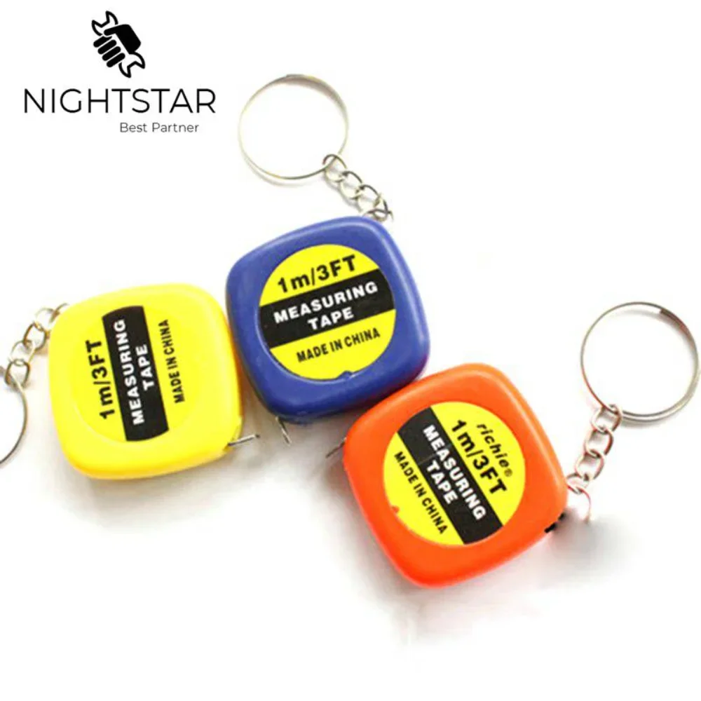 2pcs 1M Measure Pull Ruler Style Mini Keychain Key Ring Easy Retractable Tape Retractable Tape Measure /Color Random