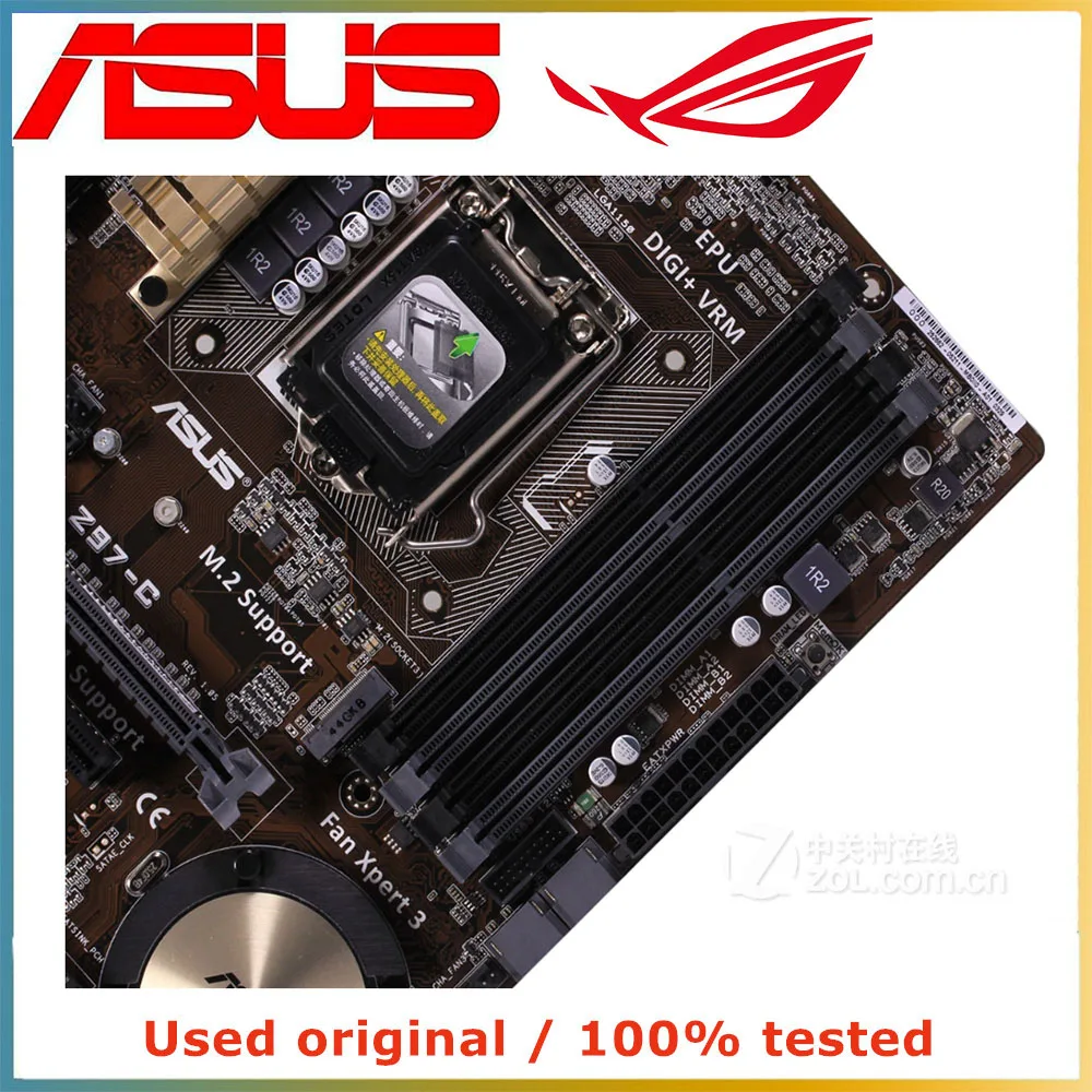 Imagem -06 - Placa-mãe do Computador Lga 1150 Ddr3 32g Desktop Mainboard Sata Iii Pci-e 3.0 X16 Asus-z97-c