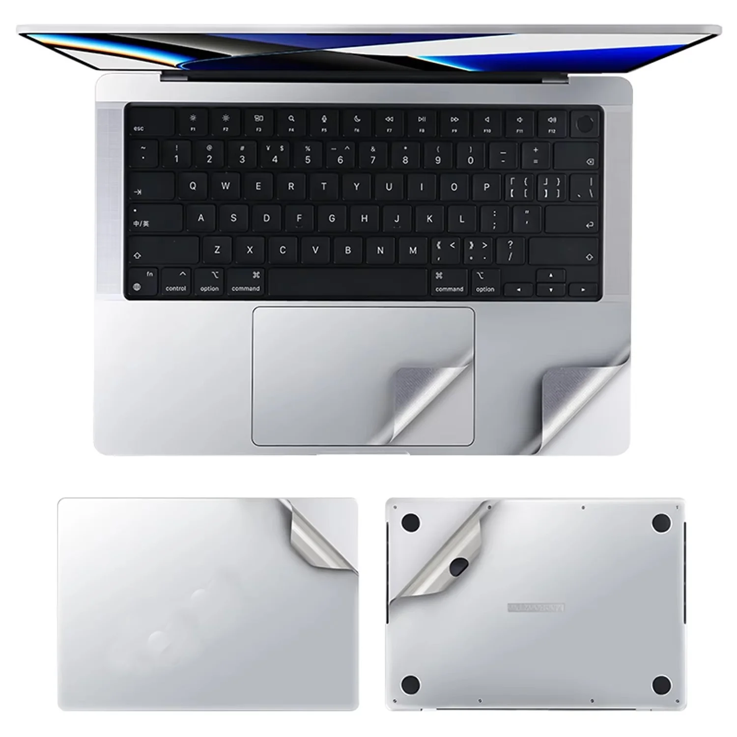 

4 in 1 Premium Vinyl Full Body Upper Bottom Trackpad Sticker Skin Guard Decal Cover for New Macbook Pro 14.2 Macbook Pro 16.2