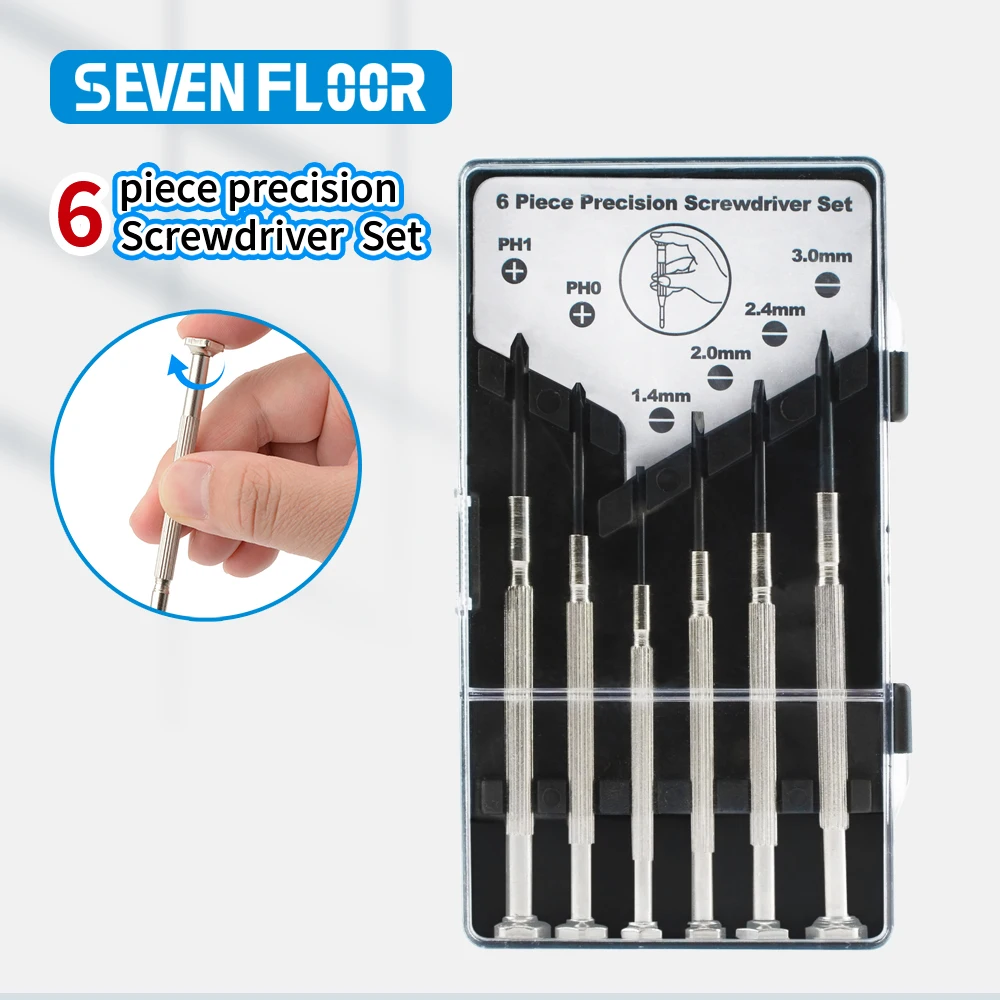 6Pcs Slotted Phillips Bits Tool Steel For Watch Glasses Screw Driver Tools, Glasses Screwdriver Set