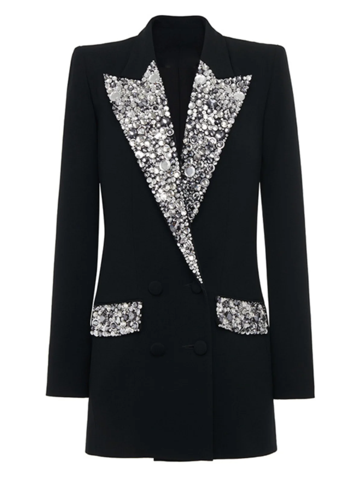 

Handmade Embellied Long Tailored Jaet Diamond Stitching Faionable Commute Sle Pure Cotton Spring Summer New Arrival