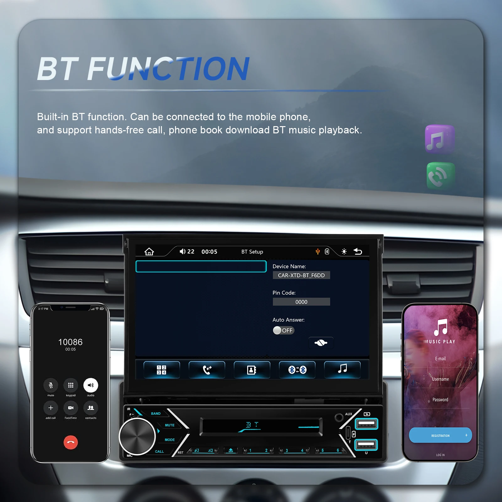 Camecho 1 Din راديو السيارة 7 "شاشة قابلة للسحب تلقائي Autoradio Carplay اللاسلكية أندرويد السيارات DAB راديو عجلة القيادة التحكم ستيريو