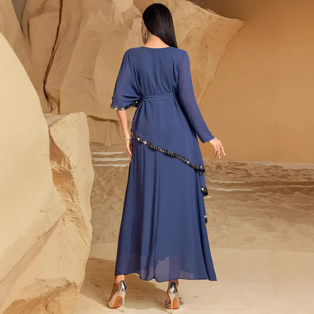 Ba9013 camada dupla chiffon irregular fino branco capa vestido para festa reunião temperamento vestido robe feminino