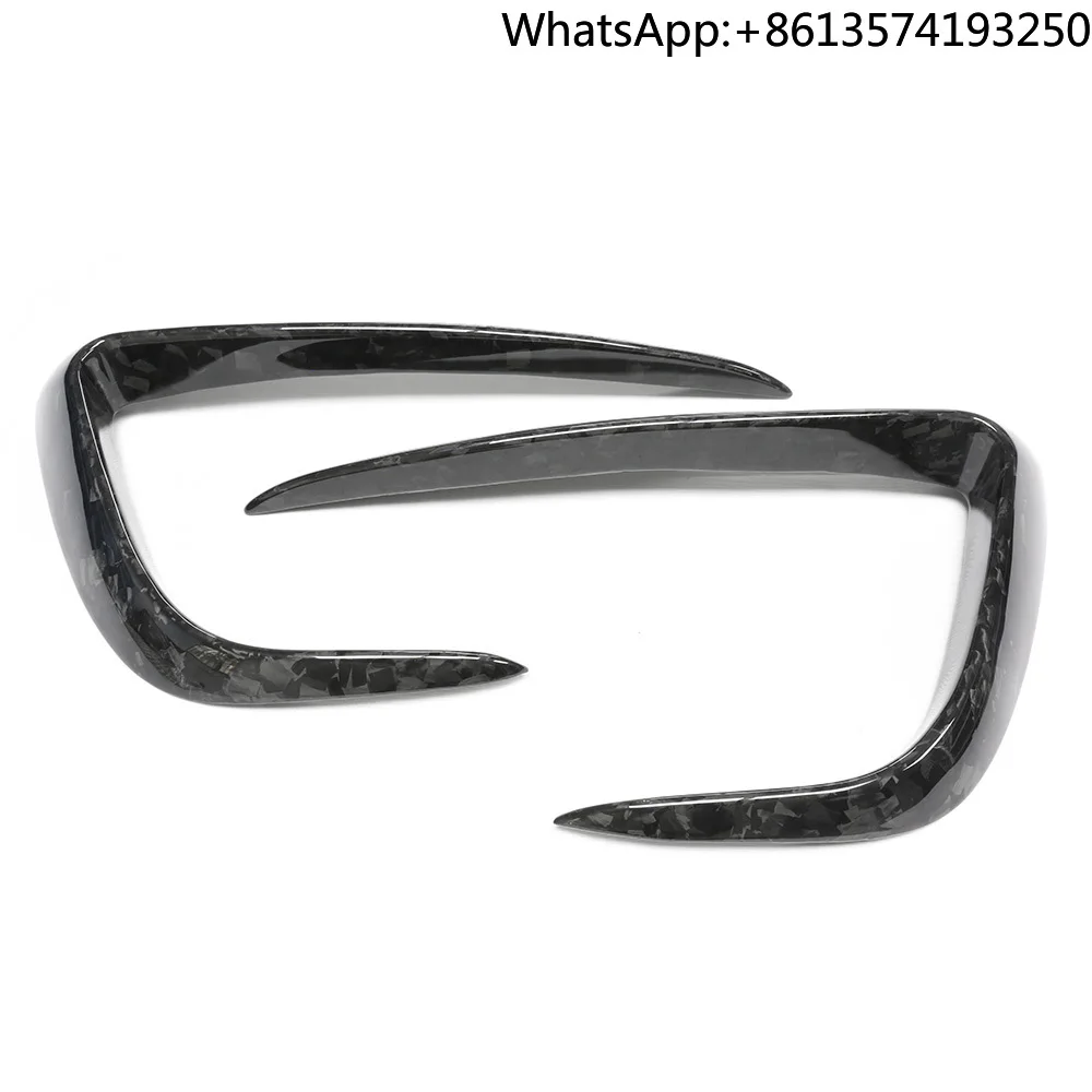 

For FULL DRY CARBON FIBER FRONT BUMPER FOG LIGHT GARNISH TRIM COVER for TESLA MODEL Y 2021+ FRONT CANARDS FORGED CARBON