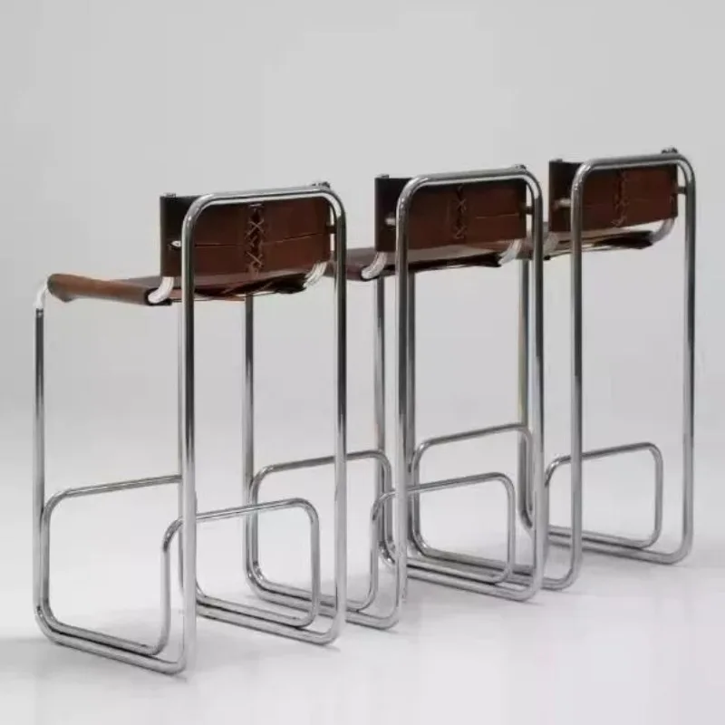 الفولاذ المقاوم للصدأ الطعام كرسي طويل الساق الشمال أنيقة القضبان البراز مريحة مسند الظهر جزيرة مقعد للبار الحديثة الفاخرة المطبخ مقاعد للبار #3