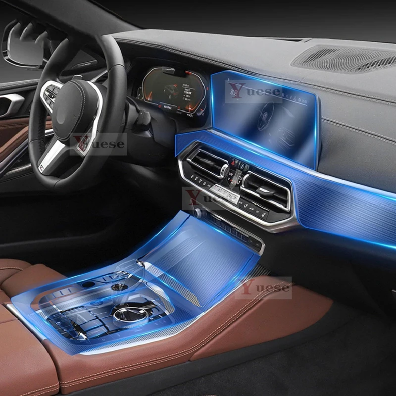 

Для BMW G06 X6 2020-2023 салон автомобиля, центральная консоль, прозрачная защитная пленка из ТПУ, наклейка против царапин