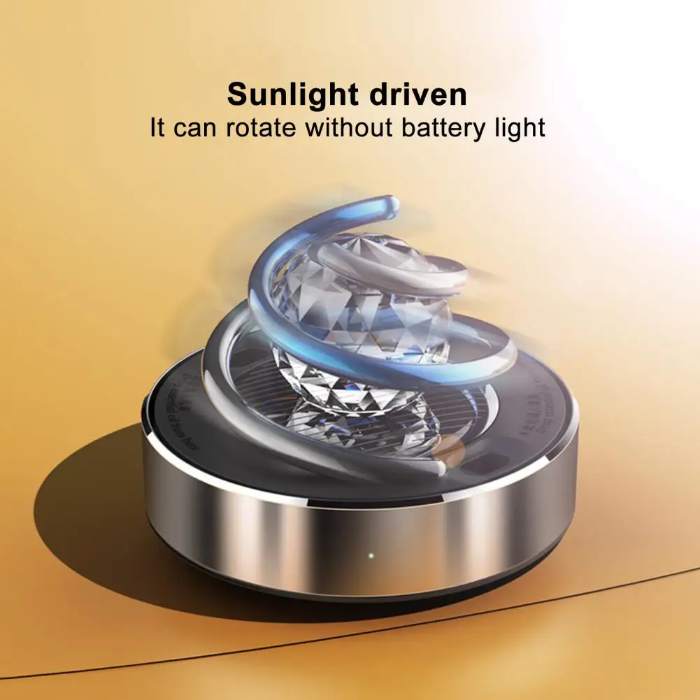 Solar Powered Car Air Freshener Rotatable Spiral Rhinestone Long Lasting Fragrance Alloy Auto Aromatherapy Diffuser Ornament Car