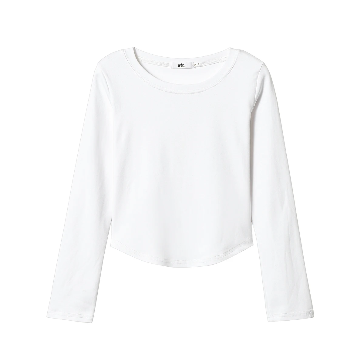 

Женская однотонная рубашка с длинным рукавом и круглым вырезом, тонкие короткие повседневные топы, весенне-осенний женский пуловер для отдыха, блузки на подкладке