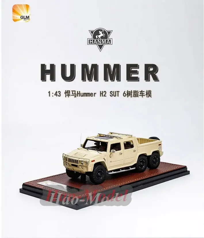 GLM 1:43 For Hummer H2 SUT Resin Diecast Car Model Display Simulation Toys Boys Birthday Gifts Hobby Display Ornaments Yellow